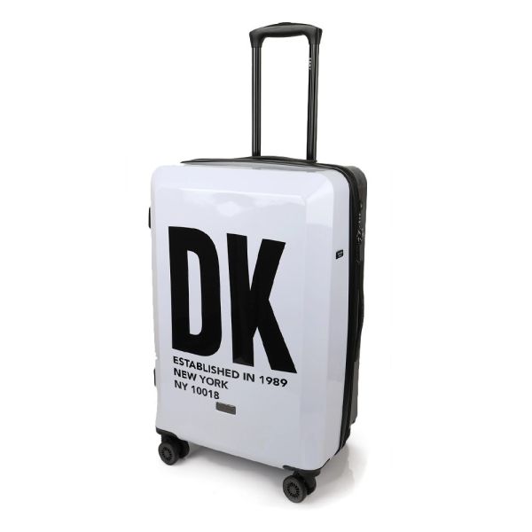 Επώνυμη Βαλίτσα Μεσαία DKNY D2221-DH418BD4 68cm Λευκό/Μαύρο | Πολυκαρμπονικό, για Έως 20 κιλά Αεροδρομίου