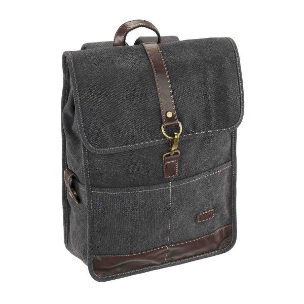 Σακίδιο Πλάτης RCM 17546 Μαύρο Canvas Cotton Washed με Μεταλλικές Λεπτομέρειες