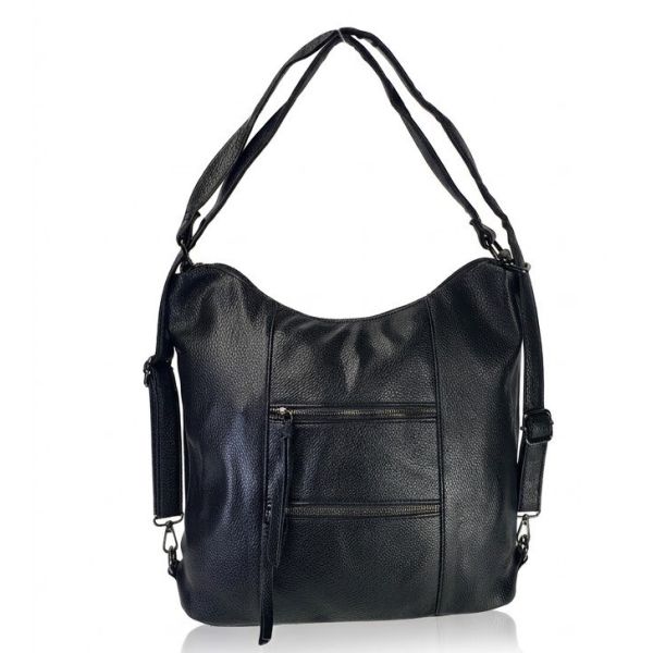 Μεγάλη Γυναικεία Τσάντα Ώμου & Χιαστί LOUIS TIMI 2929-Black από PU Δέρμα (35x35cm) με Πολλαπλές Θήκες