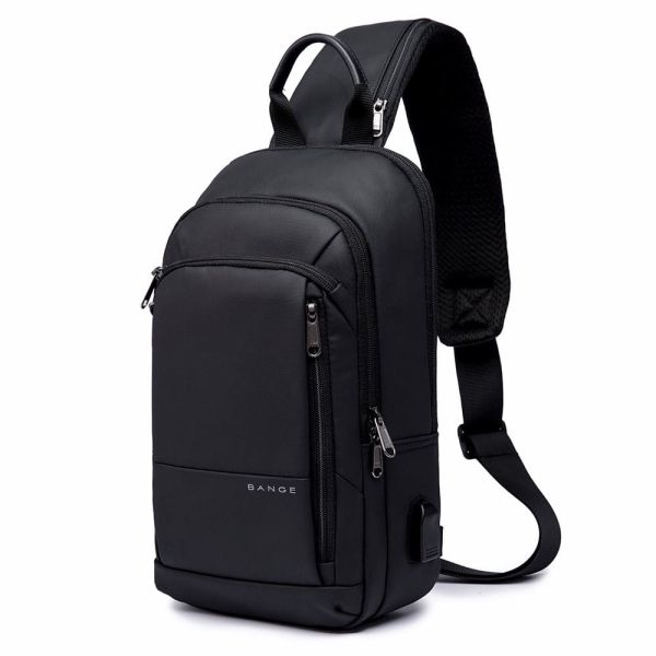 Τσαντάκι Ώμου Χιαστί Bange 1911 Μαύρο – Αδιάβροχο Crossbody με Αντικλεπτική Θήκη & USB Θύρα