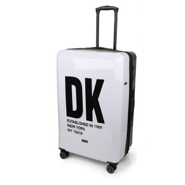 Μεγάλη Βαλίτσα DKNY D2221-DH818BD4 78cm Λευκό/Μαύρο | Επώνυμη από Πολυκαρμπονικό & Ιδανική για 23+ Κιλά