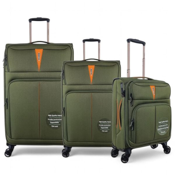 Σετ Βαλίτσες Τριάδα Υφασμάτινες (S, M, L) Diplomat Venice ZC6101 Πράσινο | Premium με Επέκταση & Διπλές Ρόδες