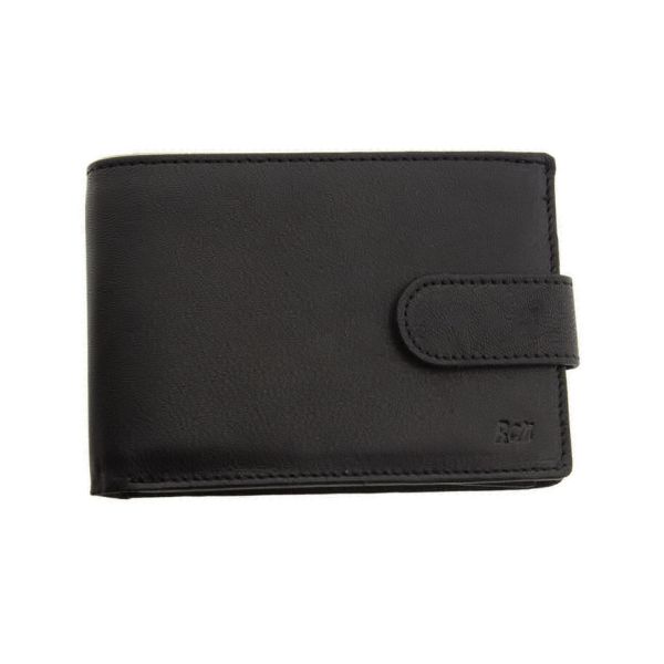 Ανδρικό Δερμάτινο Πορτοφόλι RCM Z37 Μαύρο με RFID Προστασία – 8 Κάρτες & Εξωτερικό Κούμπωμα