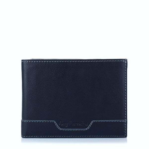 Δερμάτινο Ανδρικό Πορτοφόλι Guy Laroche 37800 Μπλε | RFID Προστασία & 7 Θέσεις Καρτών με 2 Διαφάνειες