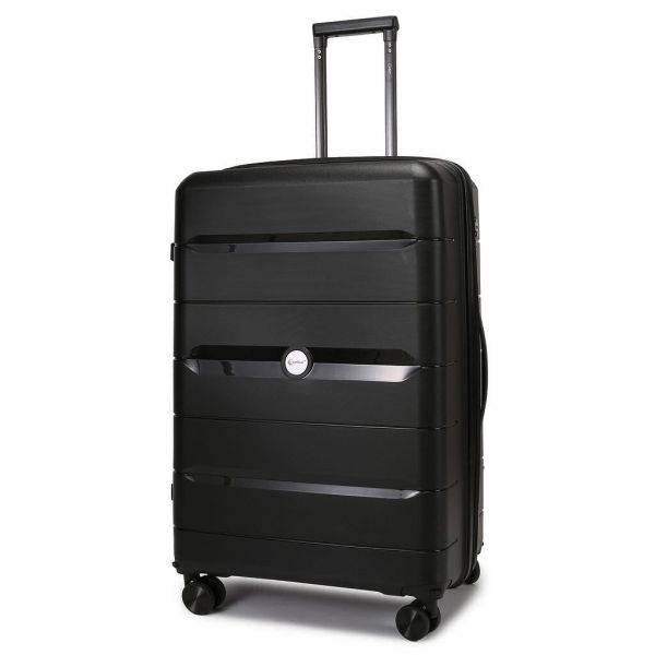 Μεγάλη Βαλίτσα 76.5x49x31/36 Cardinal 4004 Μαύρο 116L | Πολυπροπυλένιο με Αποσπώμενα Ροδάκια για 23+ Κιλά
