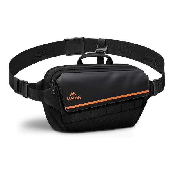 Τσαντάκι Χιαστί Crossbody Matein 6780 Μαύρο | Θήκη AirTag & Μπουκαλιού | Ιμάντας 3 Σημείων