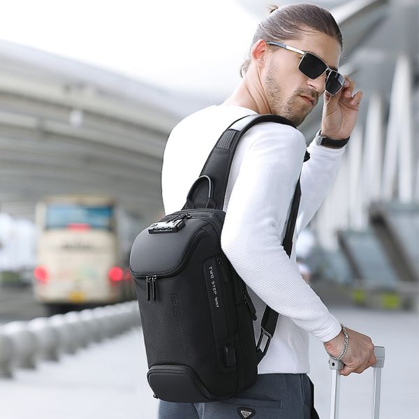 Τσαντάκι Ώμου / Χιαστί Crossbody Μεγάλο Bange 7082 Μαύρο – Αδιάβροχο & Anti-Theft, USB, TSA Lock – Premium Ποιότητα με Ασφάλεια