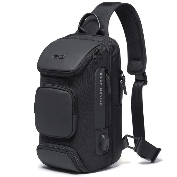 Τσαντάκι Ώμου Χιαστί Bange 7086 Μαύρο – Αδιάβροχο Crossbody με USB – Οργάνωση & Αντικλεπτική Προστασία