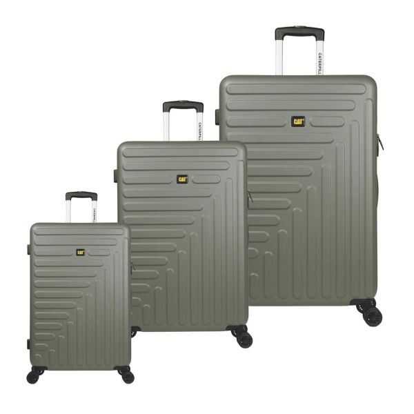 Σετ Βαλιτσών 3 Τεμαχίων Caterpillar Rockford 84683-551 Set3 Χακί – Καμπίνα + Μεσαία + Μεγάλη, με TSA & 4 Διπλούς Τροχούς