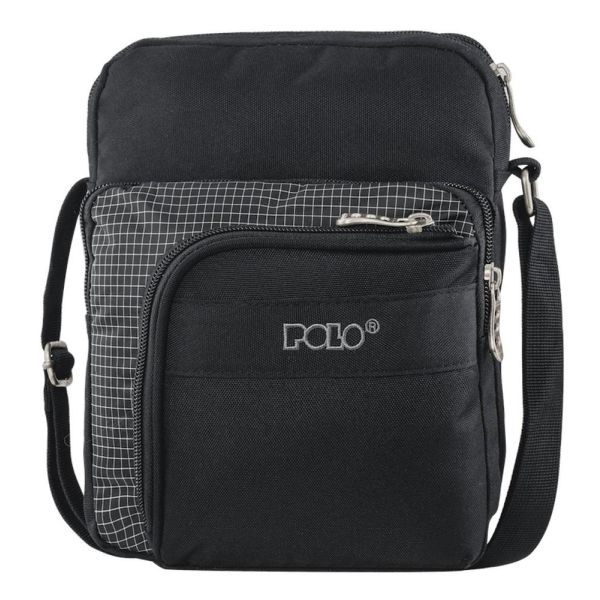 Ανδρικό Τσαντάκι Ώμου POLO 907008-2000 Μαύρο – Θήκη για Smartphone, Πρακτικό & Πολλές Τσέπες