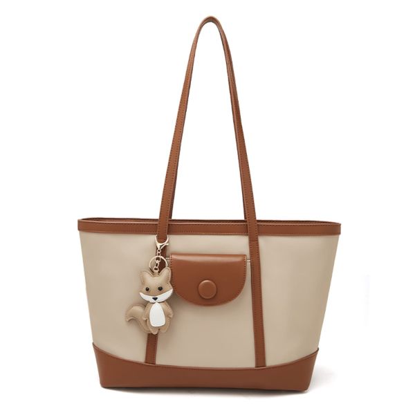 Γυναικεία Τσάντα Shopper Ώμου Foxer 9151041F Μπέζ/Καφέ | Μεγάλη Χωρητικότητα Με Διπλό Κλείσιμο | Έξυπνη Οργάνωση & Στυλ