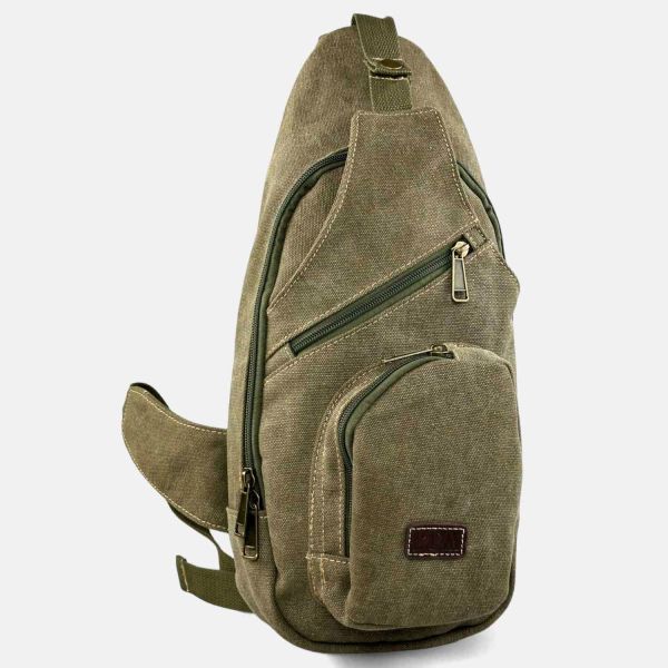 Τσαντάκι Χιαστί / Στήθους RCM 950728 Χακί Crossbody Casual, από Ύφασμα Καμβά με Πολλαπλές Θήκες