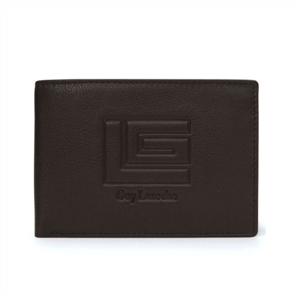 Δερμάτινο Ανδρικό Πορτοφόλι Guy Laroche 37507 Dark Brown | RFID Προστασία, 2 Θέσεις Ταυτότητας & Κουτί Δώρου