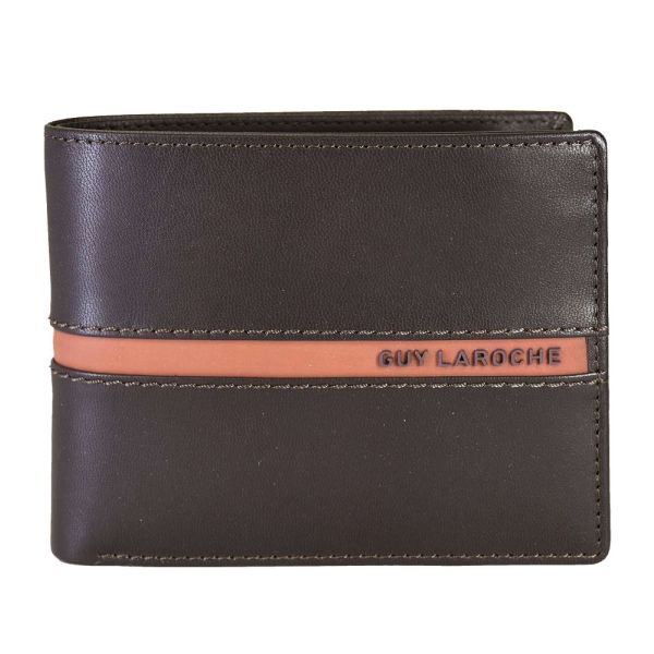 Δερμάτινο Ανδρικό Πορτοφόλι Guy Laroche 38503 Dark Brown | Slim 1.5cm, RFID Προστασία & 3 Θέσεις Χαρτονομισμάτων