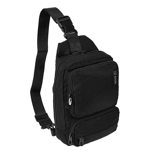 Τσαντάκι Χιαστί RAIN RBP1070 Crossbody Μαύρο – Αδιάβροχο με Θήκη Tablet & Πολλαπλές Τσέπες
