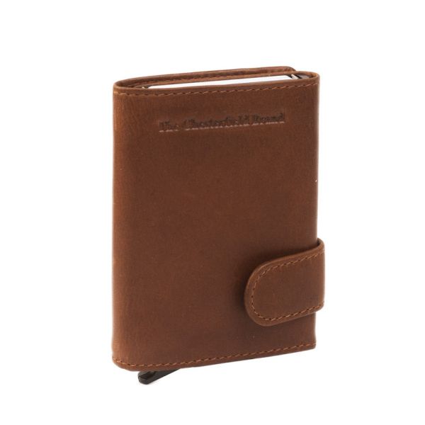Δερμάτινη Μεταλλική Καρτοθήκη Chesterfield C08.038231 Κονιάκ με RFID Προστασία & Θέση για Χαρτονομίσματα – Premium