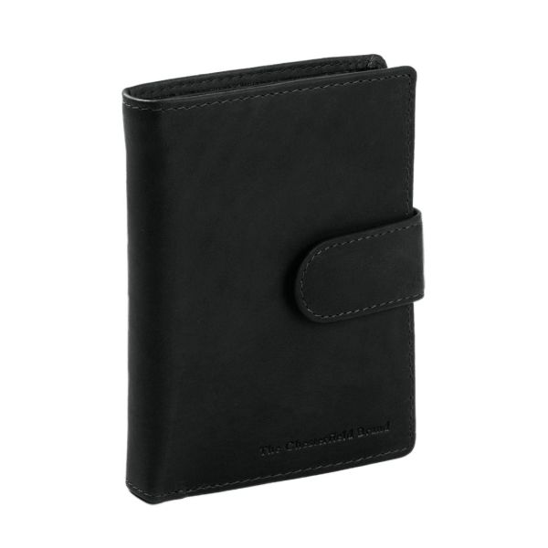 Δερμάτινο Ανδρικό Πορτοφόλι Όρθιο Chesterfield C08.040500 Μαύρο με RFID Προστασία & Κούμπωμα – Premium