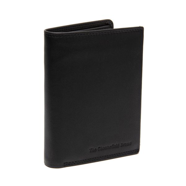 Δερμάτινο Ανδρικό Πορτοφόλι Όρθιο Chesterfield Leroy C08.053000 Μαύρο με RFID Προστασία – Premium Soft Nappa Δέρμα