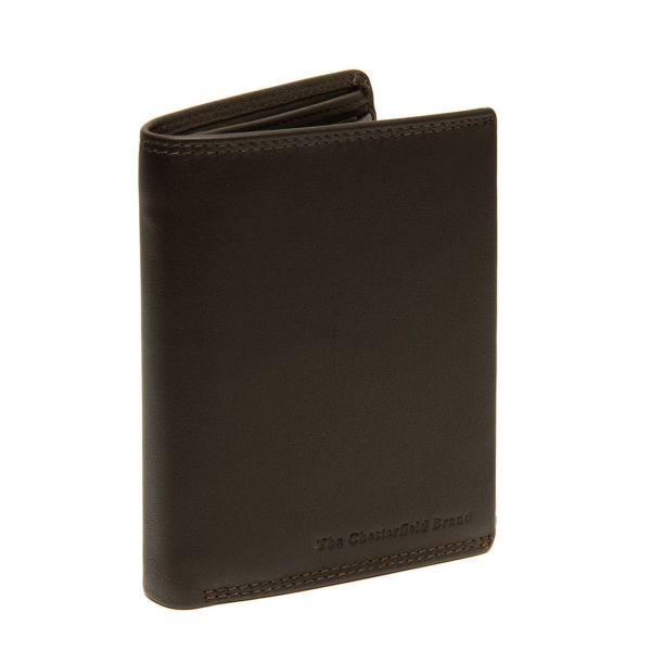 Δερμάτινο Ανδρικό Πορτοφόλι Όρθιο Chesterfield Leroy C08.053001 Καφέ με RFID Προστασία – Premium Soft Nappa Δέρμα