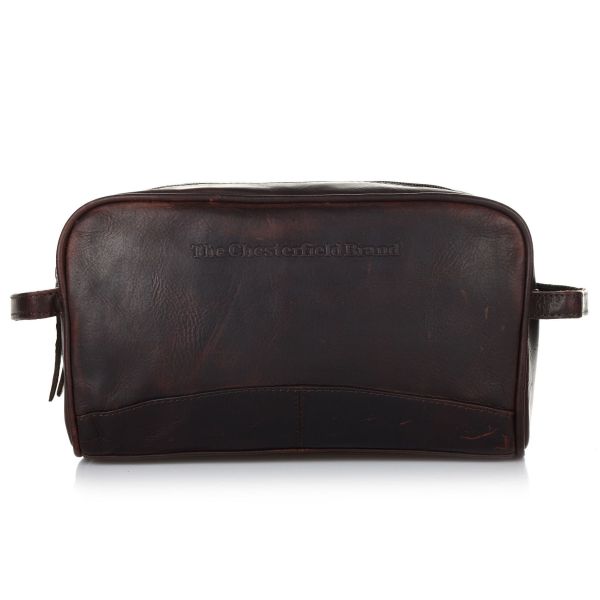 Δερμάτινο Νεσεσέρ Chesterfield Stacey C08.016501 Καφέ – Wax Pull Up για Ταξίδι με 2 Χώρους – Premium Ποιότητα