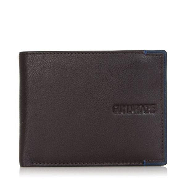 Δερμάτινο Ανδρικό Πορτοφόλι Guy Laroche 38107 Dark Brown | RFID Προστασία, Κρυφό Φερμουάρ & 3 Θέσεις Μετρητών