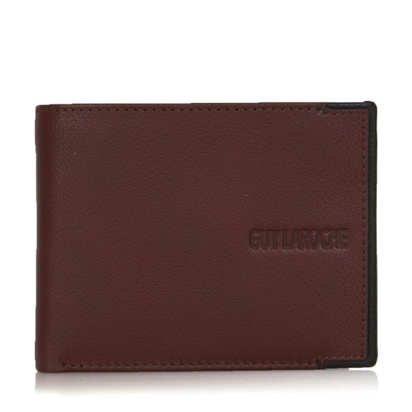Δερμάτινο Ανδρικό Πορτοφόλι Guy Laroche 38107 Καφέ | RFID Προστασία, Κρυφό Φερμουάρ & 3 Θέσεις Μετρητών