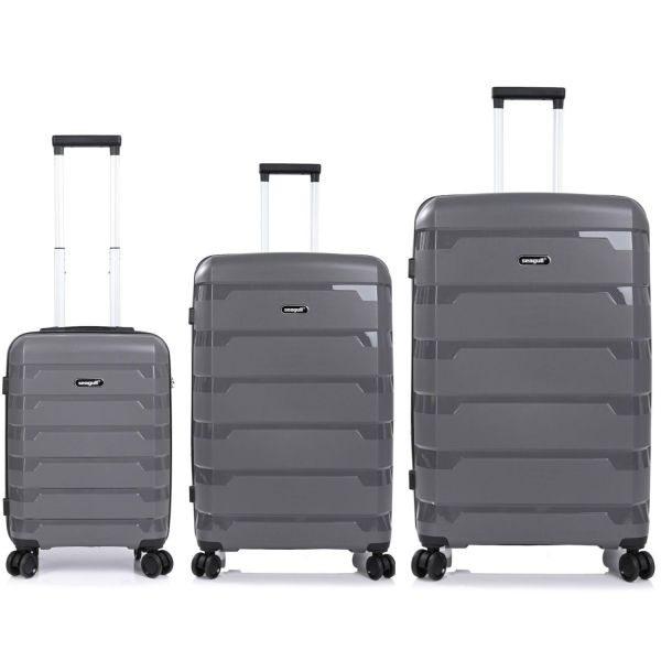 Σετ Βαλίτσες Τριάδα (S, M, L) Seagull SG180 Γκρι – Άθραυστο Πολυπροπυλένιο με Επέκταση & 4 Ρόδες