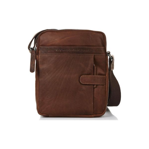 Ανδρικό Δερμάτινο Τσαντάκι Ώμου Chesterfield C48.071701 Καφέ – με 2 Κεντρικές Θήκες & Premium Ποιότητα