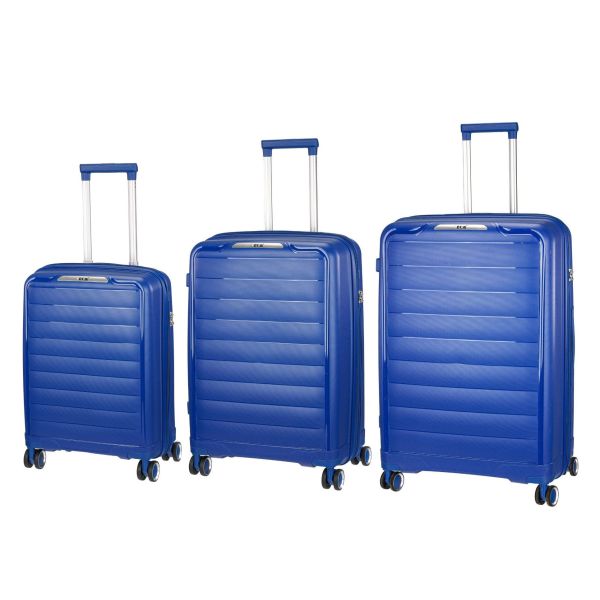 Σετ Βαλίτσες RCM 225-SET3 Μπλε 55+64+76cm - Πολυπροπυλένιο με Επέκταση & TSA Κλειδαριά