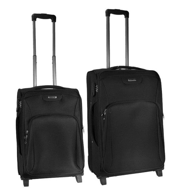 Σετ Βαλίτσες RCM 16108 SET2 Μαύρο – Καμπίνας & Μεσαία, Υφασμάτινες, Ελαφριές & Επεκτεινόμενες