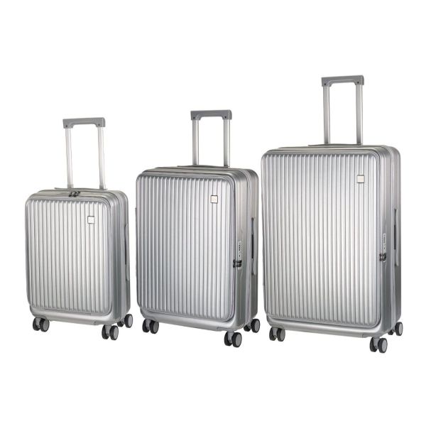 Σετ 3 Βαλίτσες RCM 501-SET3 Ασημί 55+64+74εκ – Ανθεκτικές Πολυκαρμπονικό με 4 Ρόδες & Θήκη Ποτηριού