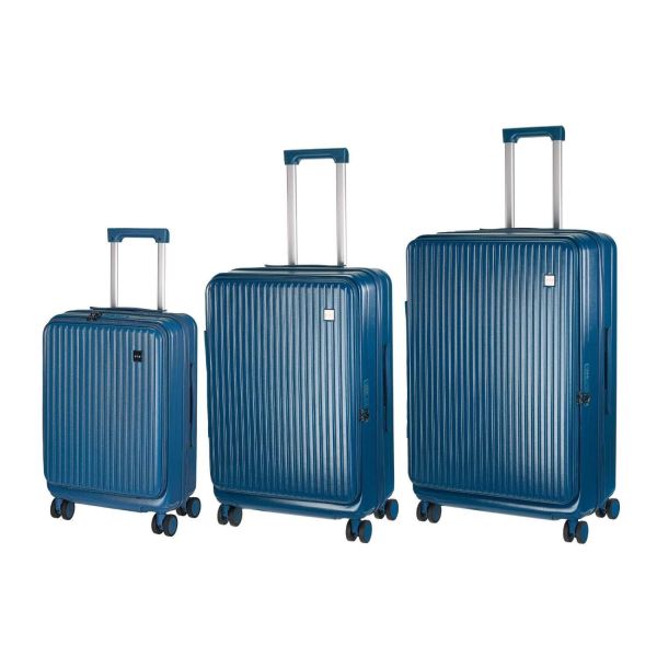 Σετ 3 Βαλίτσες RCM 501-SET3 Μπλε 55+64+74εκ – Ανθεκτικές Πολυκαρμπονικό με 4 Ρόδες & Θήκη Ποτηριού