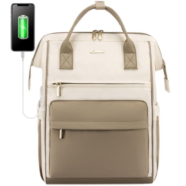 Γυναικείο Σακίδιο LOVEVOOK MB2020 Beige/Khaki με USB για Laptop 15.6”