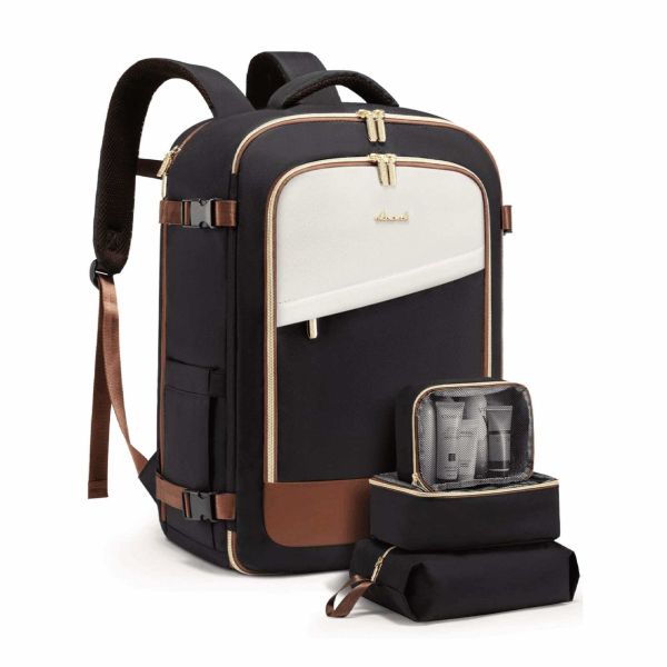 Γυναικείο Σακίδιο Καμπίνας 40L Lovevook MB2165 Black/Beige | Αδιάβροχο με Θύρα USB | Carry-On με 3 Θήκες Οργάνωσης & Παπουτσιών