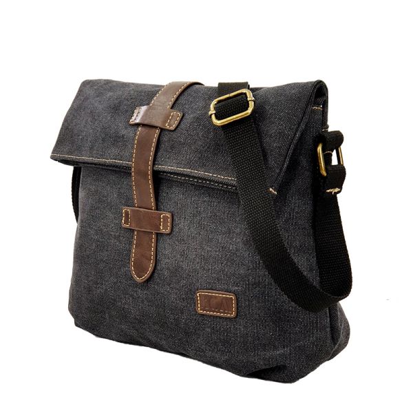 Τσάντα Ώμου Rolltop RCM 17319 Μαύρο – Καμβάς, Πρακτική & Μοντέρνα