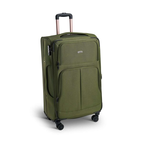 Μεγάλη Βαλίτσα Xplorer 15905-78cm Χακί 100L | Υφασμάτινη με Επέκταση & 4 Ρόδες | για 23 Κιλά & Άνω Αεροδρομίου
