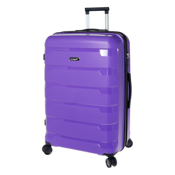 Βαλίτσα Μεγάλη 76x50x31 SEAGUL SG180-L Μωβ – Πολυπροπυλένιο – Ιδανική για έως 23kg+ Αεροδρομίου – Επέκταση & 4 Διπλά Ροδάκια