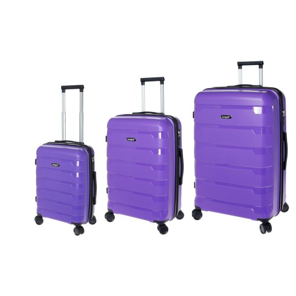 Σετ Βαλίτσες Τριάδα (S, M, L) Seagull SG180 Μωβ – Άθραυστο Πολυπροπυλένιο με Επέκταση & 4 Ρόδες