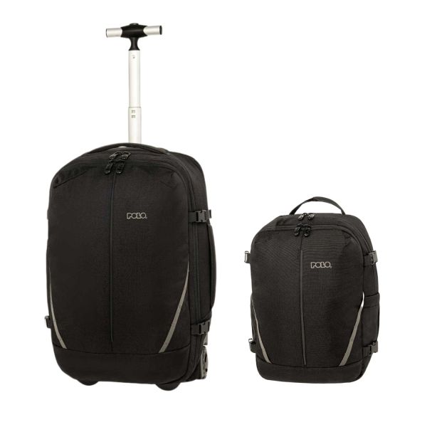 Σετ Cabin Trolley & Backpack Underseat  POLO 909005 Μαύρο – Χειραποσκευή 3 σε 1 για Όλες τις Αεροπορικές