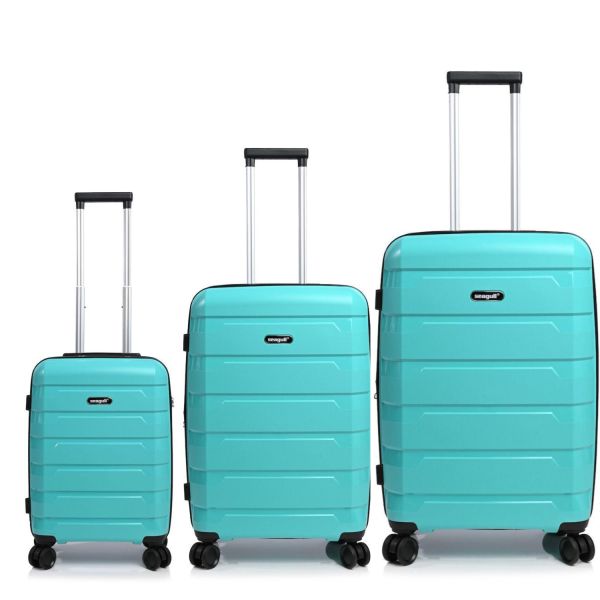 Σετ Βαλίτσες Τριάδα (S, M, L) Seagull SG180 Σιέλ – Άθραυστο Πολυπροπυλένιο με Επέκταση & 4 Ρόδες