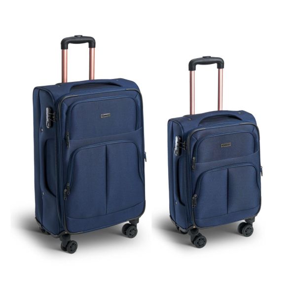 Σετ Υφασμάτινες Βαλίτσες 2 Τεμαχίων Xplorer 15905 Μπλε Καμπίνας & Μεσαία | 4 Διπλές Ρόδες & Επέκταση
