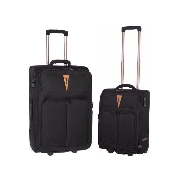 Premium Σετ 2 Υφασμάτινες Βαλίτσες Diplomat ZC6100-SET2 Μαύρο | Καμπίνας & Μεσαία | Θήκη για Κοστούμι | Ιδανικές για Aegean