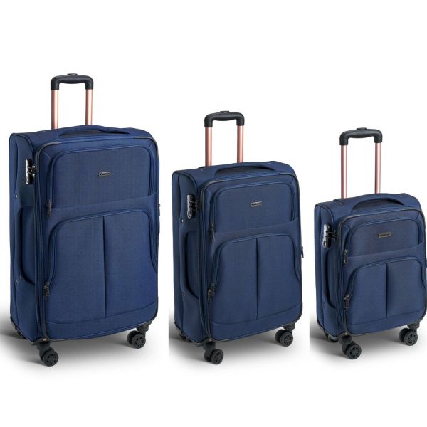 Σετ Βαλίτσες 3 Τεμαχίων Xplorer 15905 Μπλε | Καμπίνας, Μεσαία, Μεγάλη | Ολοκληρωμένο Οικογενειακό Σετ με 4 Διπλές Ρόδες