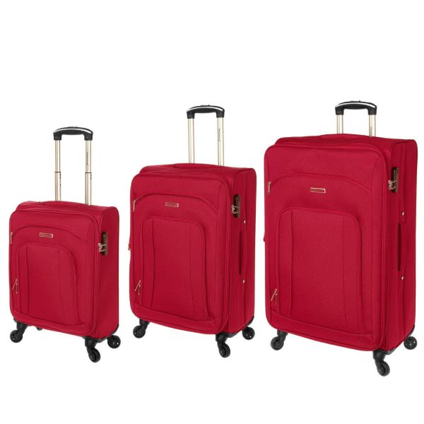 Σετ Βαλίτσες Τριάδα (S, M, L) Diplomat ZC444 SET3 Κόκκινο – Επεκτάσιμες | Υφασμάτινες – Ελαφριές & Ανθεκτικές