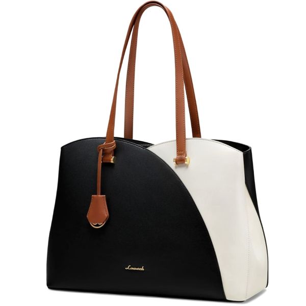 Γυναικεία Τσάντα Ώμου Tote Lovevook WB3290 Μαύρο/Μπεζ 20L | Καθημερινή Τσάντα για Πόλη & Γραφείο