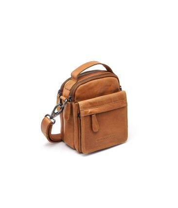 Ανδρικό Δερμάτινο Τσαντάκι Ώμου Μικρό Chesterfield C48.182631 Κονιάκ | 2 Κεντρικές Θέσεις & 4 Τσέπες | Χειρολαβή