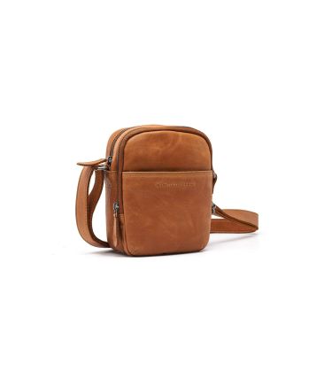 Ανδρικό Δερμάτινο Τσαντάκι Ώμου Μικρό Chesterfield C48.182701 Κονιάκ | Wax Pull Up με 2 Κεντρικές Θήκες
