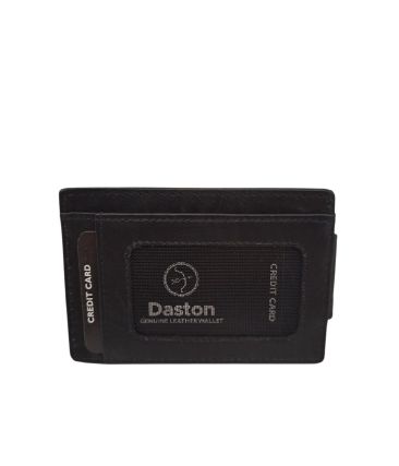Κομψή Δερμάτινη Καρτοθήκη Daston 041 Μαύρο με RFID Προστασία