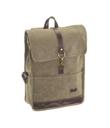 Σακίδιο Πλάτης RCM 17546 Χακί Canvas Cotton Washed με Μεταλλικές Λεπτομέρειες