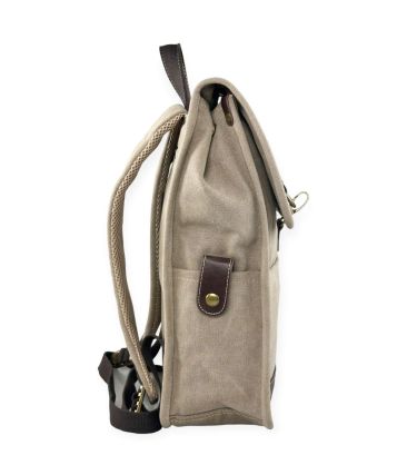 Σακίδιο Πλάτης RCM 17546 Μπεζ Canvas Cotton Washed με Μεταλλικές Λεπτομέρειες